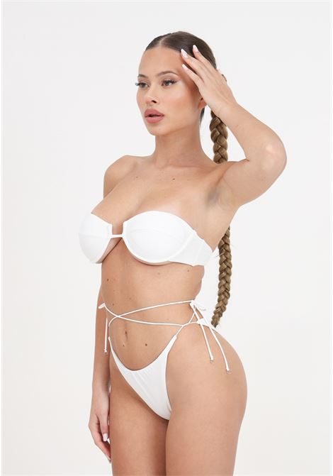Women's white bikini bra and adjustable American panties shirting ME FUI | MF24-0311WHWHI